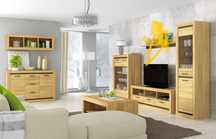 Komplet mebli kolekcja baltica, ława, komoda, półka na tv, witryny,