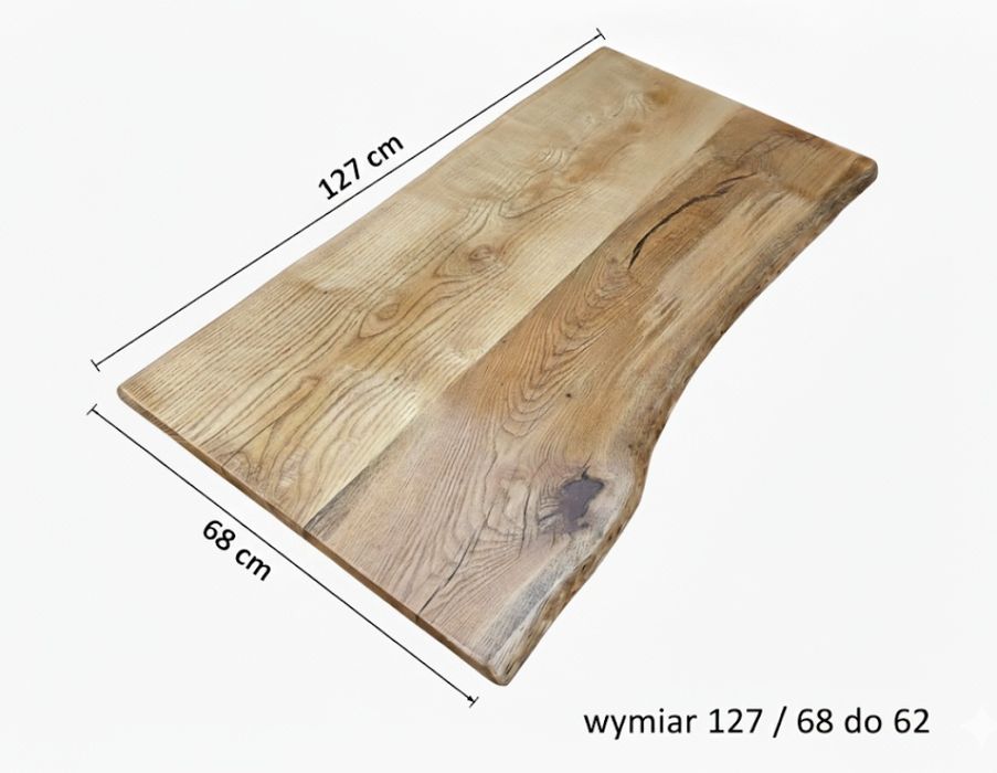 Blat na biurko 127x62-68 Live Edge