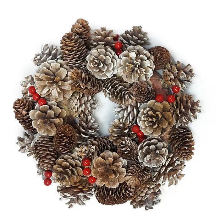 Wianek świąteczny z szyszkami i jarzębiną beżowy jak w opisie