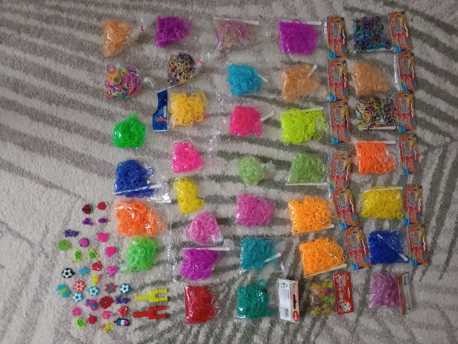 Gumki loom bands 34 opakowania + akcesoria do bransoletek