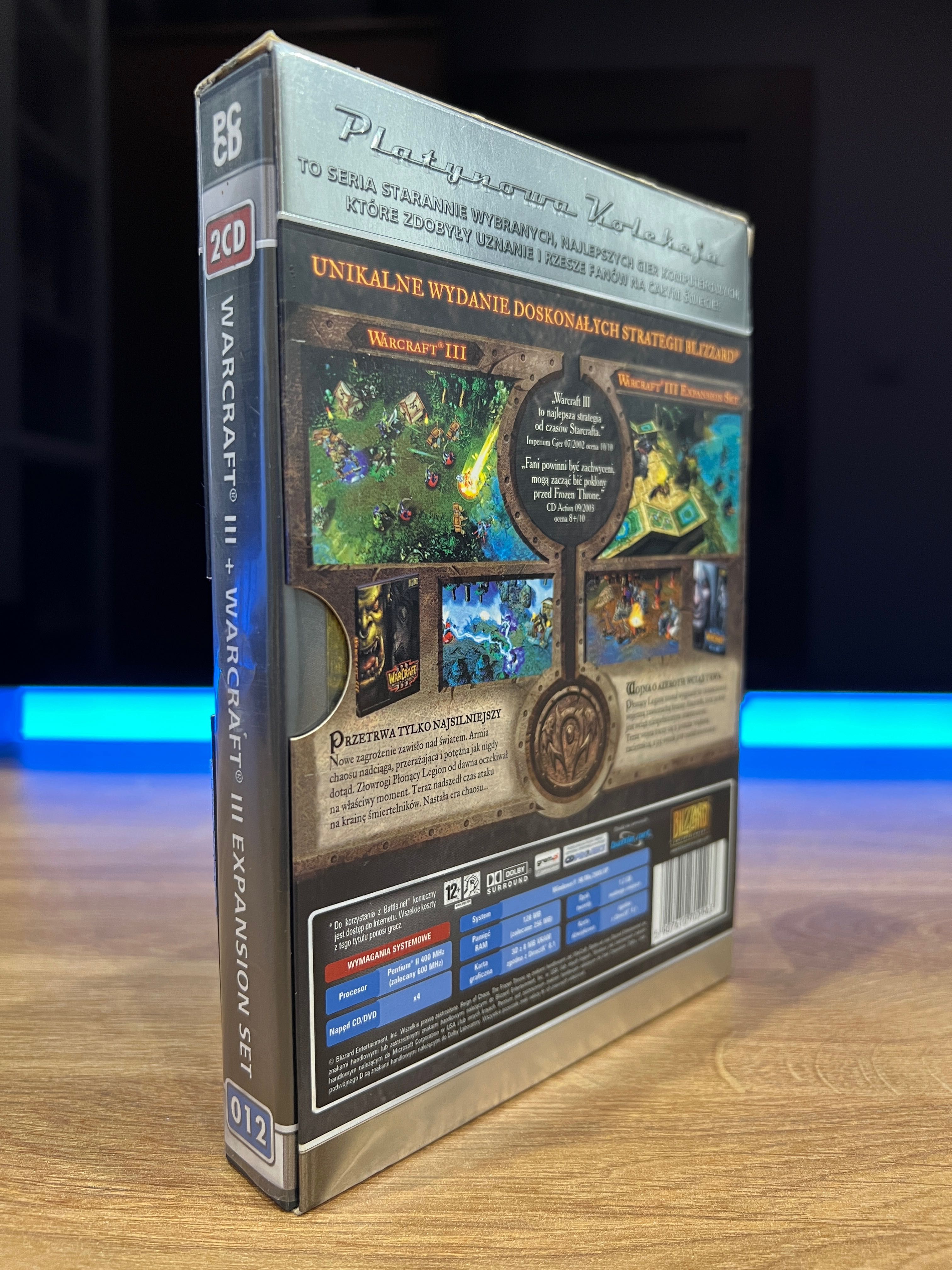 Warcraft III 3 (PC PL 2002) slipcase box wydanie Platynowa Kolekcja