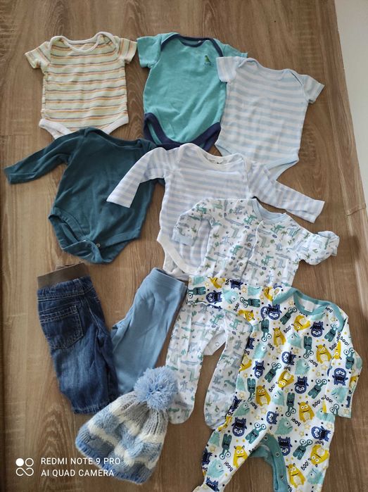 Zestaw mix body krótki i długi rękaw pajacyki 62-68