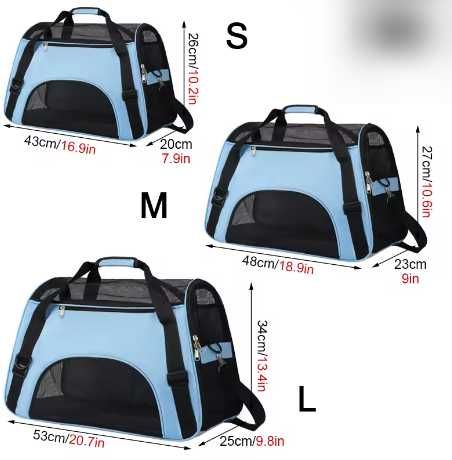 Przenośna torba transporter dla zwierząt kotów, oddychająca z siatki.