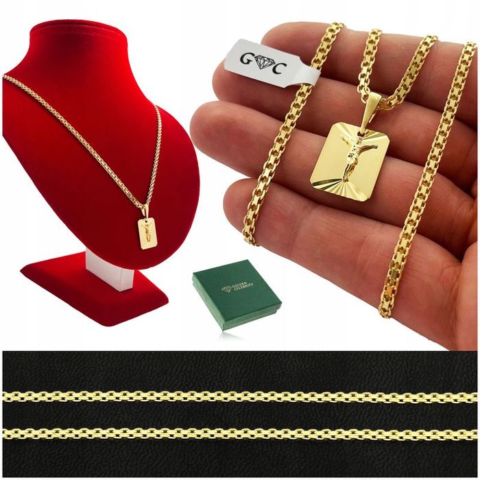 Złoty Łańcuszek I Medalik Pan Jezus Srebro Próba 925 Dla Chłopca Na Ch