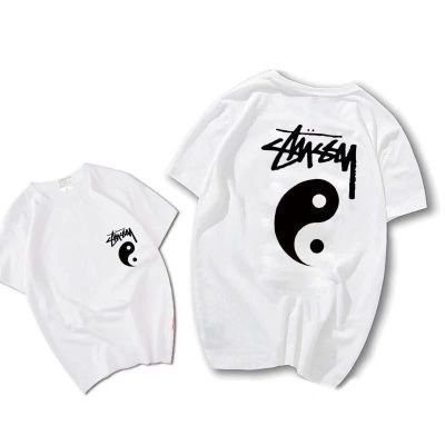 Мужские футболки Stussy инь янь унисекс с сердцем и картами стусси