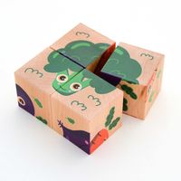 Набір дерев'яних кубиків 'Овочі". Дитяча розвиваюча гра з малюнками.
