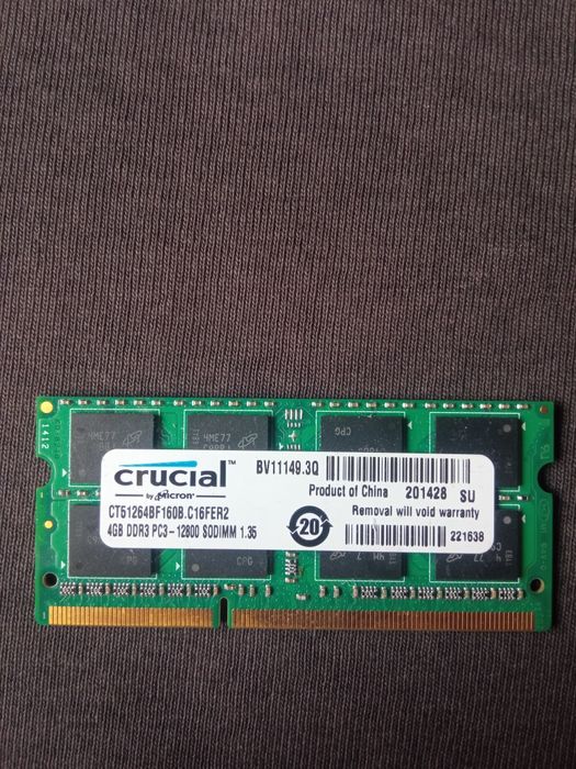 Оперативна пам'ять Crucial 4GB DDR3 SODIMM
