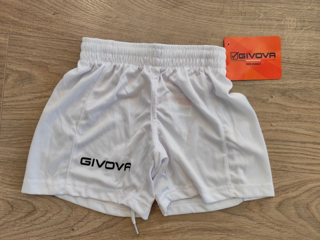 Krótkie spodenki Givova białe dla chłopca łatwo trening sportowe 4XS