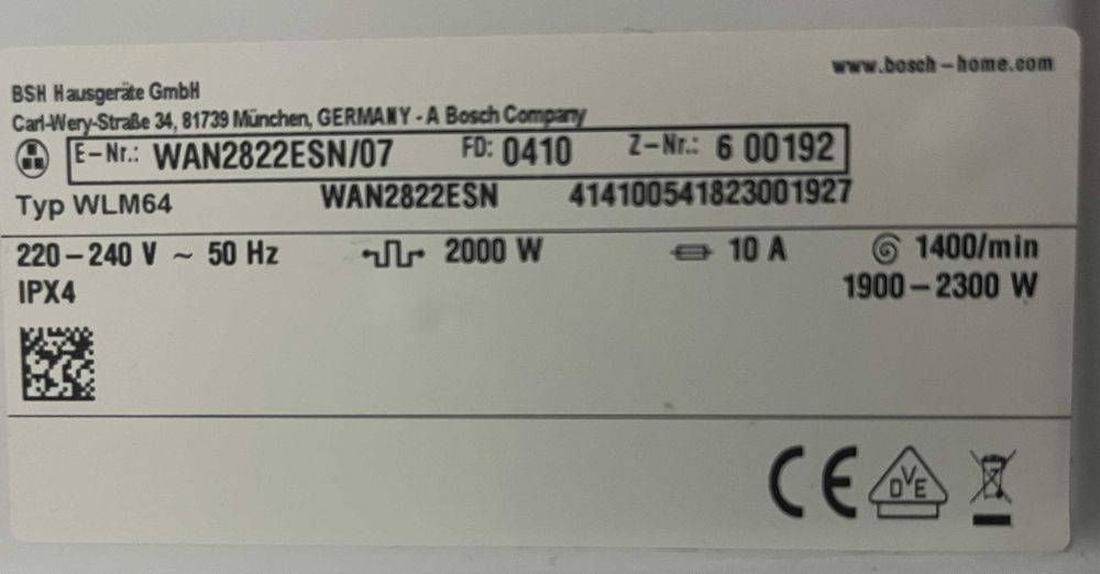 2025рікПральна стиральная машина Bosch Serie4 WAN2822ESN ідеальна 10кг