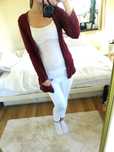 Sweter kardigan sweterek bordowy S M oversize czerwony