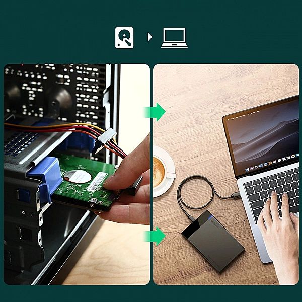 Ugreen adapter obudowa kieszeń na dysk SATA 2.5'' 6TB USB-C 3.0 czarny