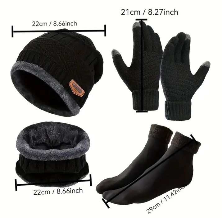 Conjunto de acessórios de Inverno com 4 Peças. Novo.