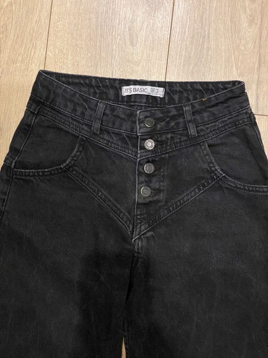 Прямі жіночі чорні джинси кокетки IT’S BASIC