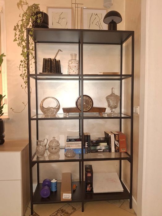 Regał zestaw czarny szkło vittsjö 4 elementy zestaw