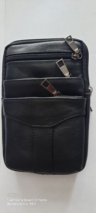 Saszetka męska ze skóry naturalnej bydlęcej na ramię lub pasek spodni