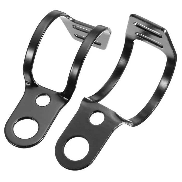 Par de suportes metálicos pretos ou prateados frontais bainhas piscas