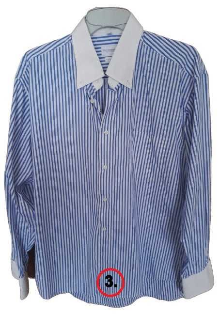 Koszula męska - biała w niebieskie paski