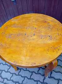 Piękny stary okrągły stół i 2 krzesła PRL lub stoł I 6 krzeseł