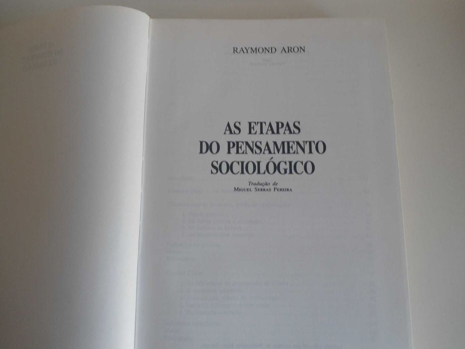 As Etapas do Pensamento Sociológico por Raymond Aron