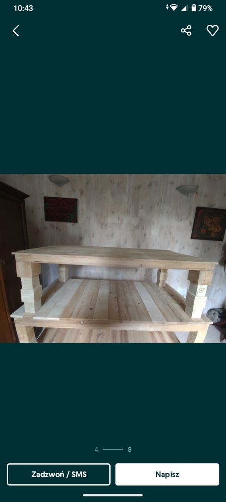 Trzy drewniane stoły prostokątne z drewna sosnowego