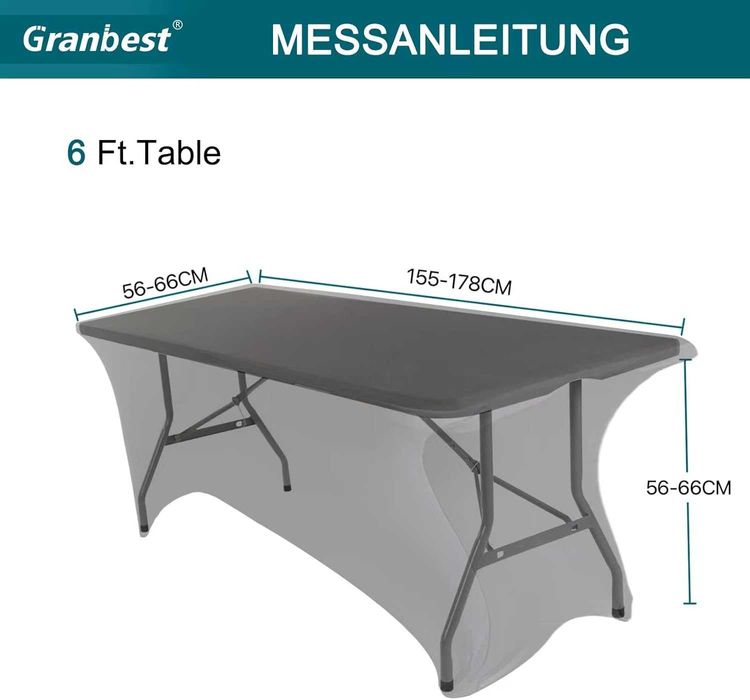 Zestaw 2 elastycznych obrusów spandex na stół 6 ft czarne