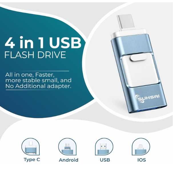 Pendrive SUHSAI Y01T Pamięć  USB 4w1 256 GB (Sky Blue)
