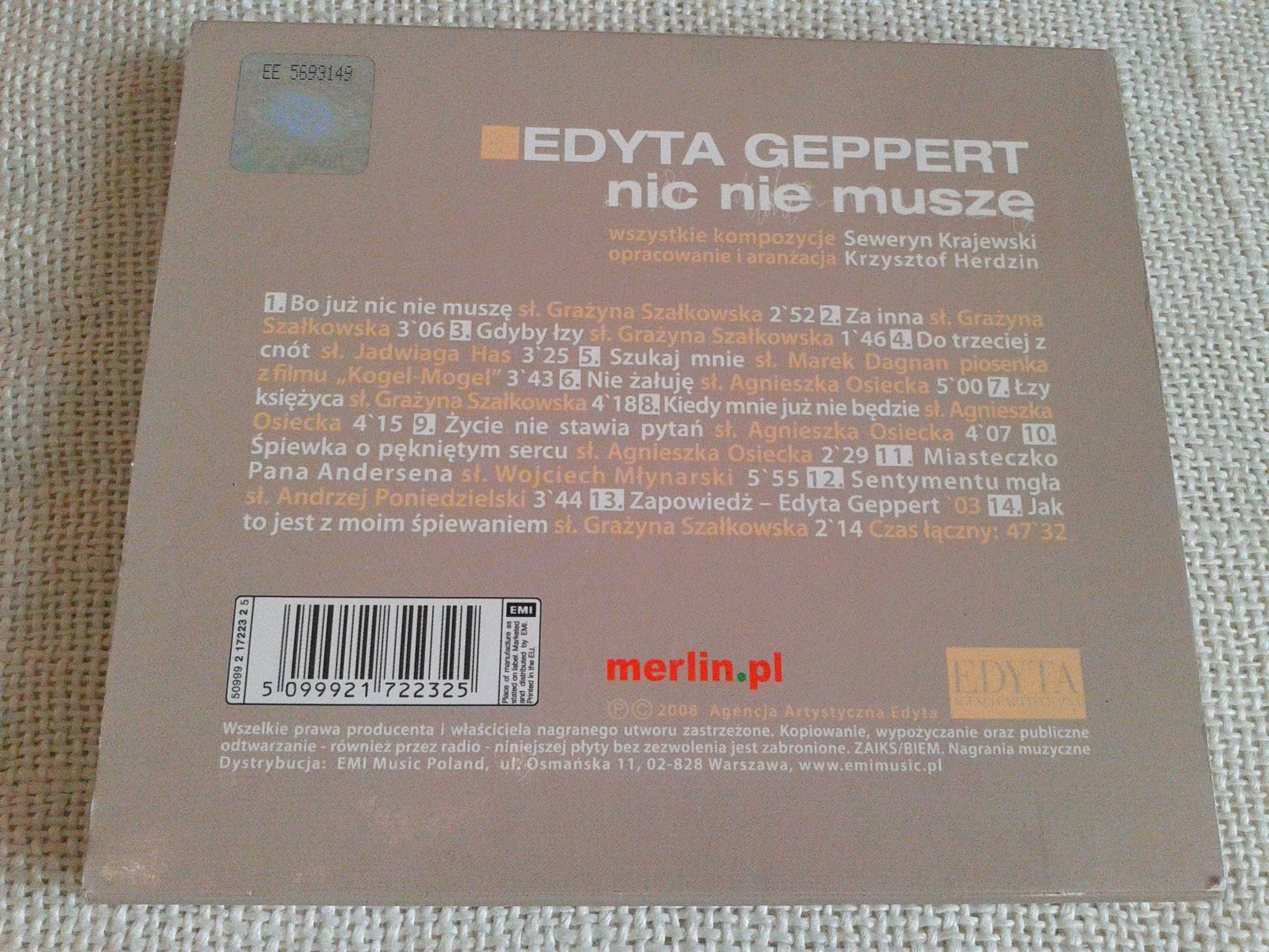 Edyta Geppert - Nic Nie Muszę - 25 Lecie  CD