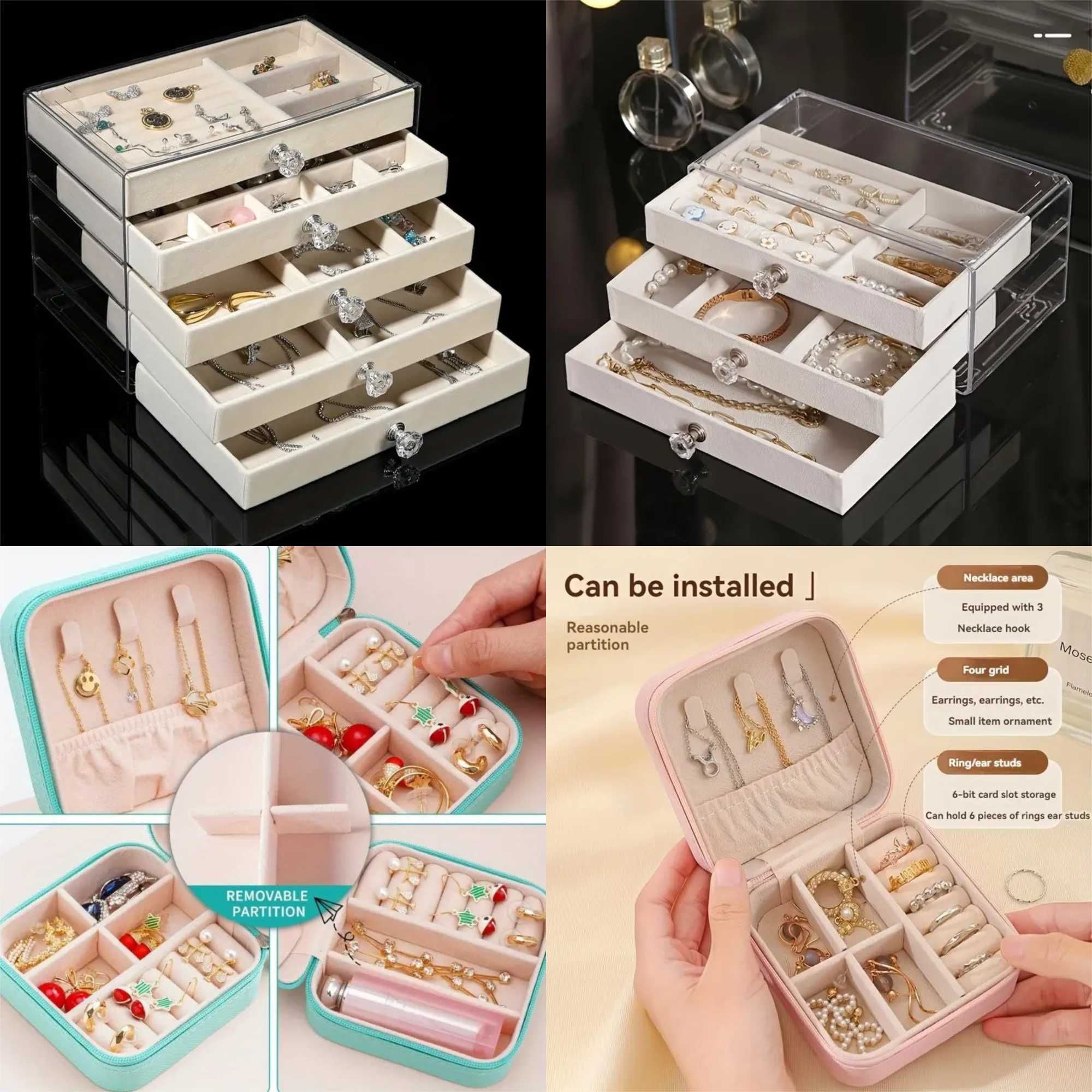 Caixas de jóias. Presentes de luxo. Três tamanhos e modelos. Novas.