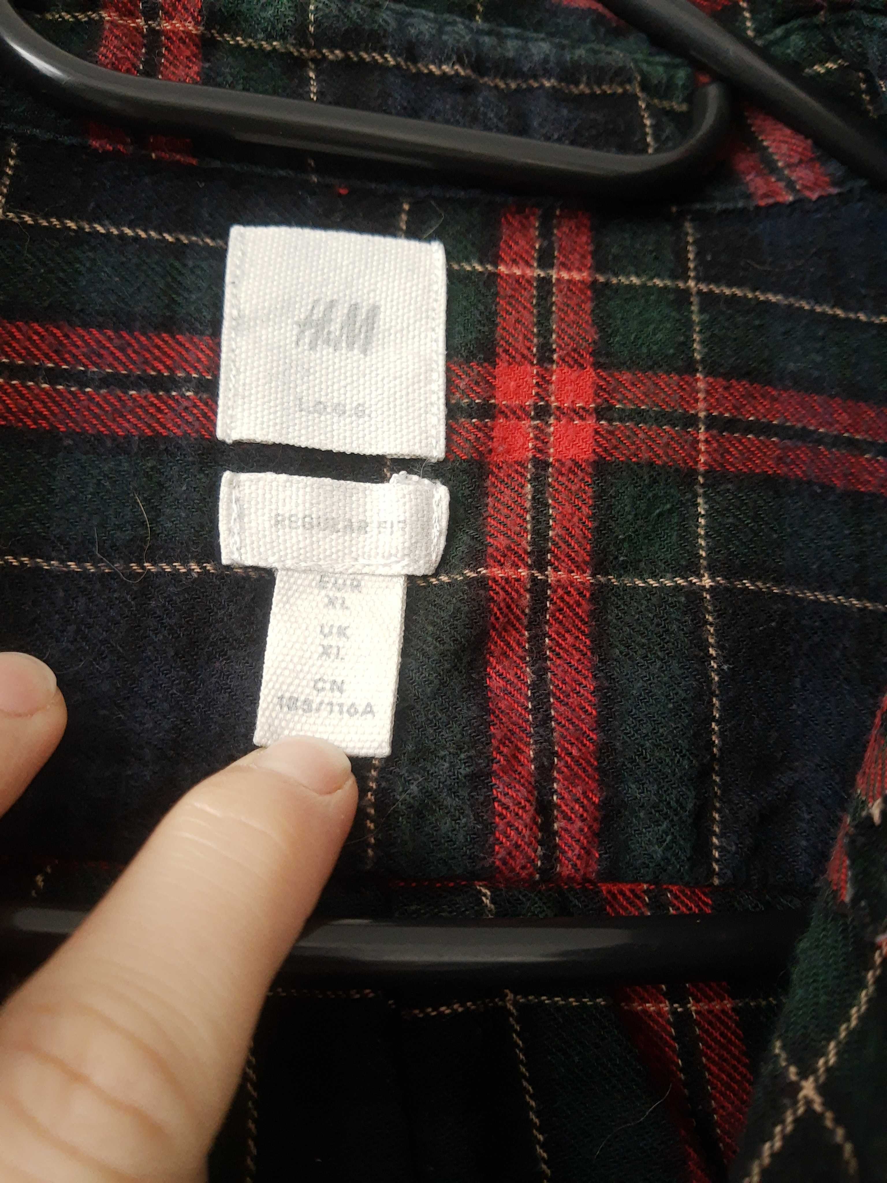 Męska koszulka w kratę H&M XL