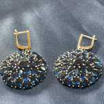 Brincos prata 925 blue stone medida 4,5 cm