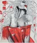 Duzy art plakat kobieta  reprodukcja obrazu z kolekcj ,, Red dress”
