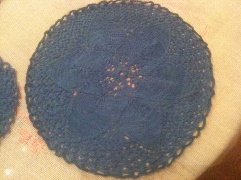 набор подарочный вязанные салфетки 4шт синие