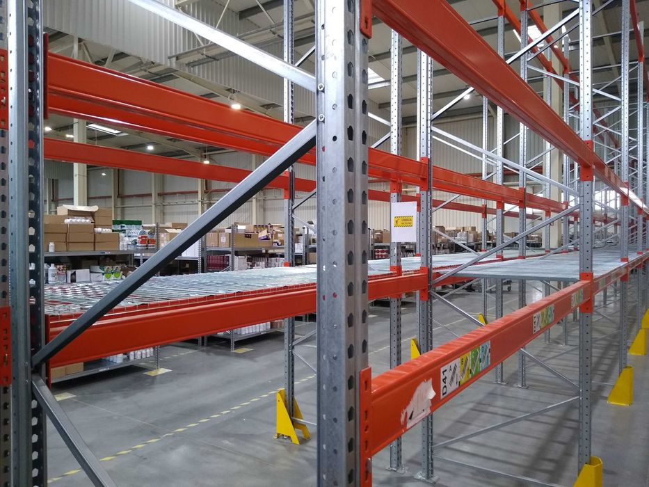 Regały paletowe- 5m wys, belka 3x600kg,jak nowe, dostawa, montaż