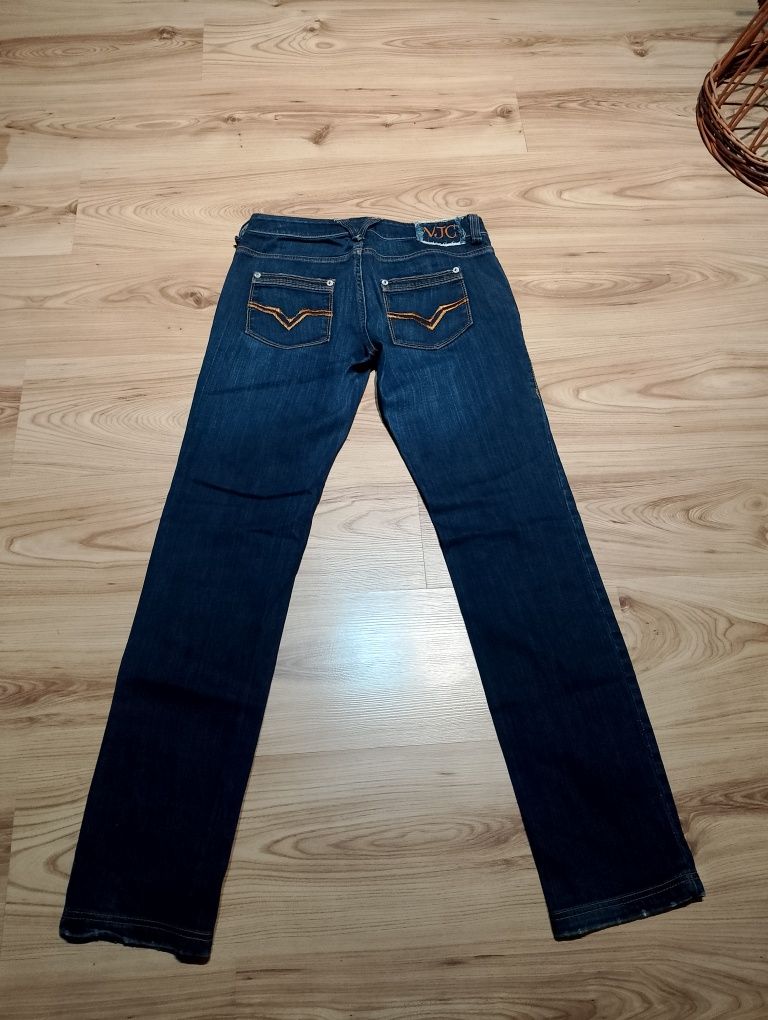 Granatowe Damskie Spodnie Jeansowe Dżinsowe Versace Jeans Couture