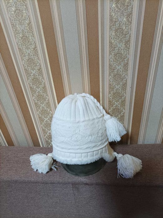 Шапка ушанка вязаная на меху.