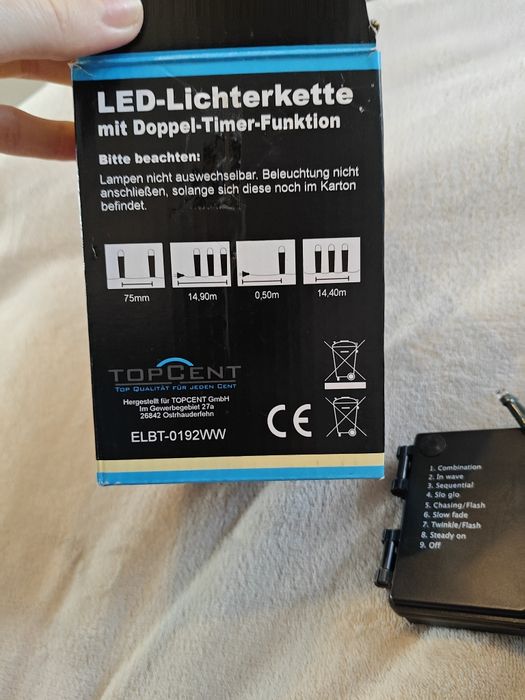 Przezroczysta girlanda LED z timerem – 192 diody, 14 m