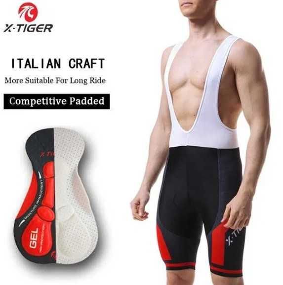X-Tiger Bib Shorts Męskie Spodenki Kolarskie na szelkach Rower MTB 3XL