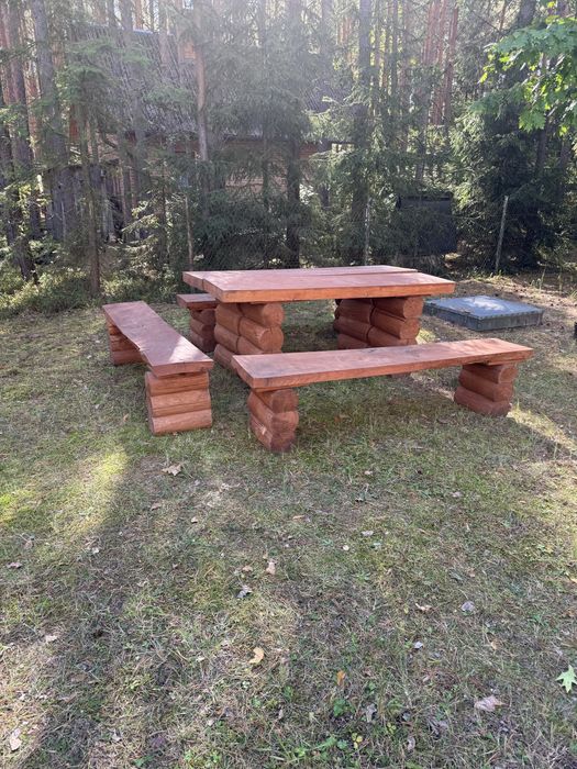 Stół z  3 ławkami drewniana