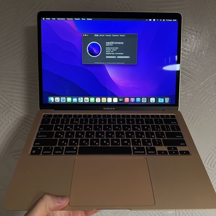 Macbook Air M1 13” 8/256, батарея 100%, 4 цикли