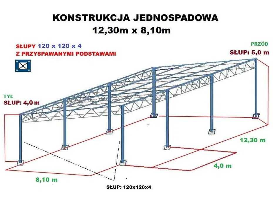 Konstrukcja stalowa wiata 8x10