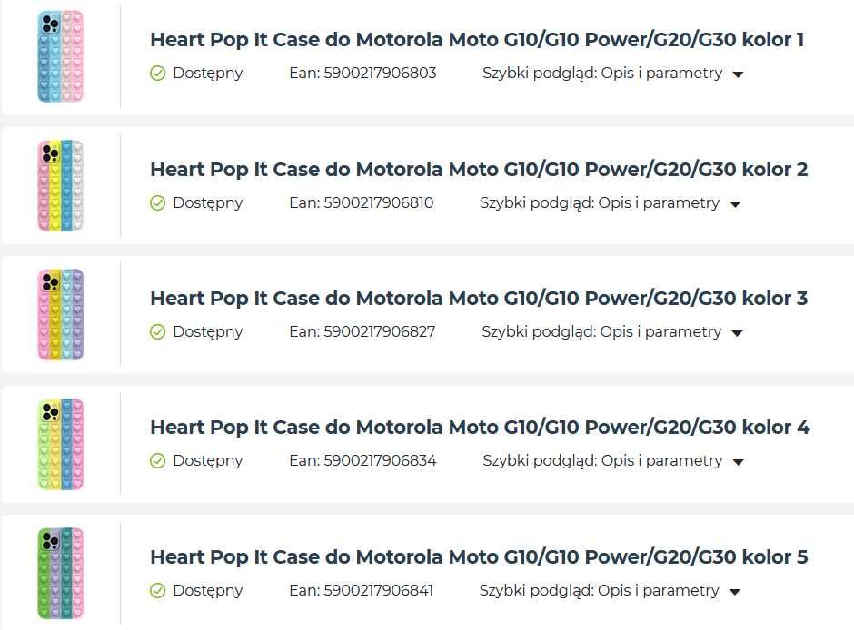 Etui Heart Pop It Case Motorola Moto G10/G10 Power/G20/G30 (5 kolorów)