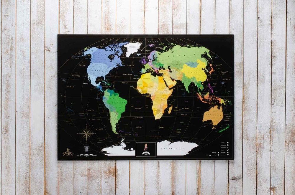 Черная скретч-карта мира My Map Black edition Gold (английский язык)