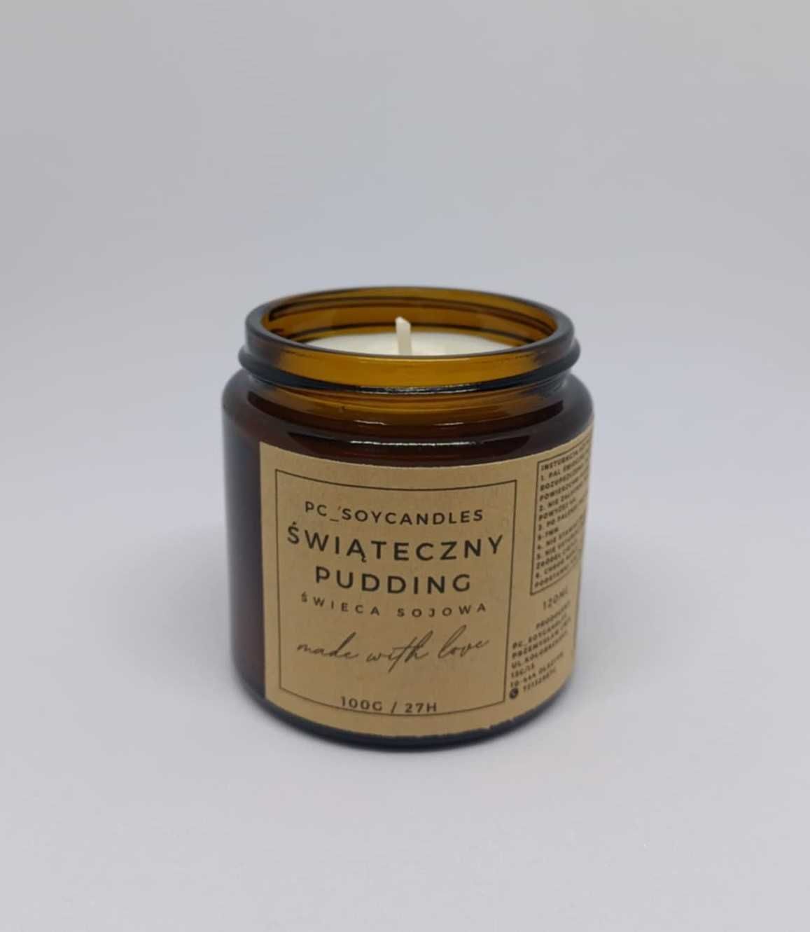 Świeca Sojowa Zapachowa Świąteczny Pudding 120ml 27h