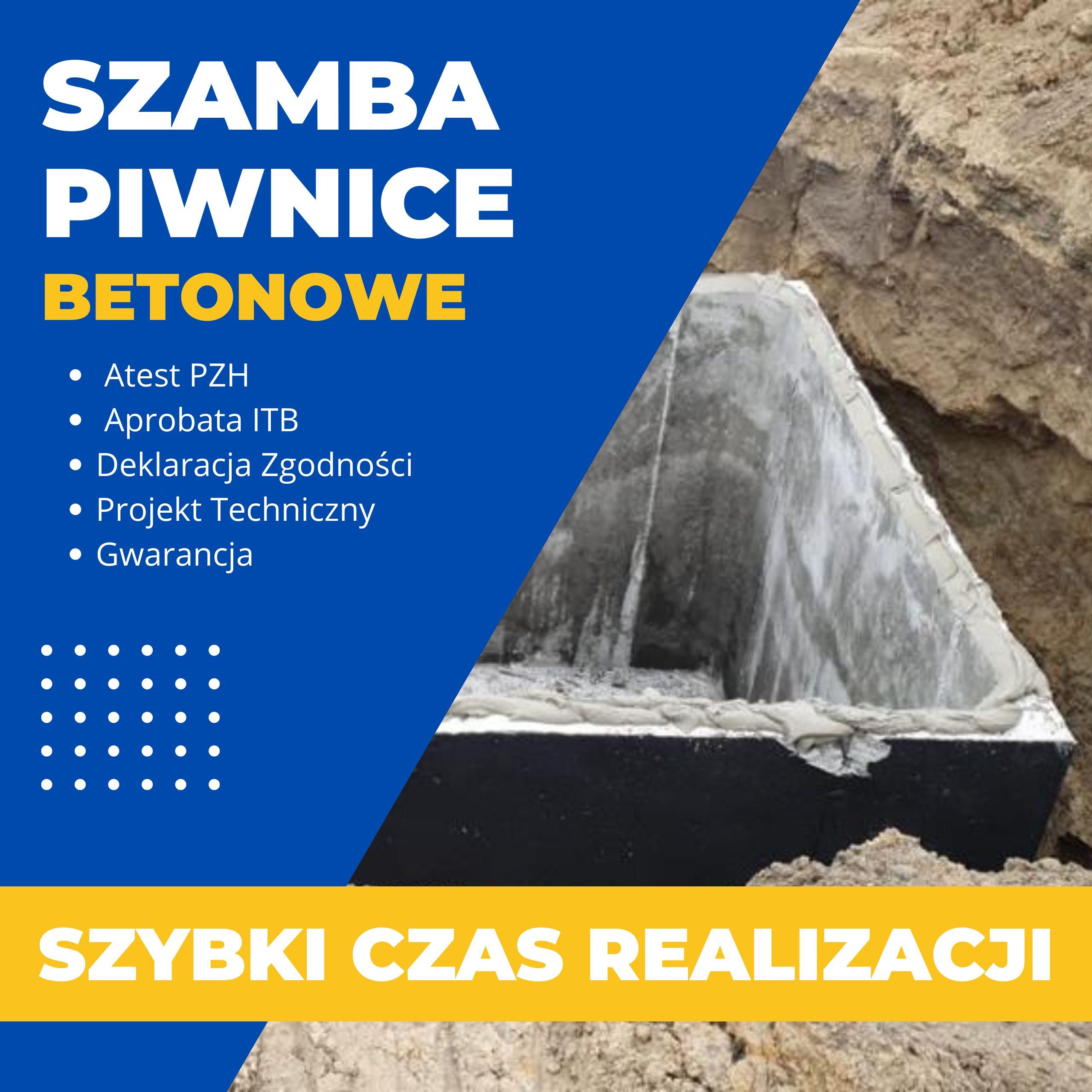 Zbiornik na deszczówkę wodę szambo szamba betonowe 10m3 Kanał Piwnica