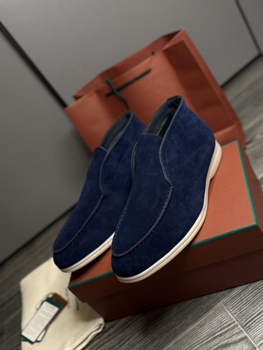 Лофери чоловічі сині зимові з хутром loro piana