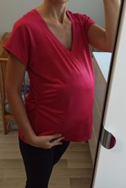 Koszulka ciążowa yessica c&a XL 42 L 40 różowa krótki rekaw