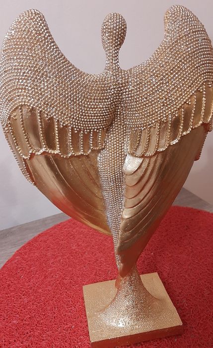 Anioł Opiekun  Statuetka Glamour zlotobrokatowy