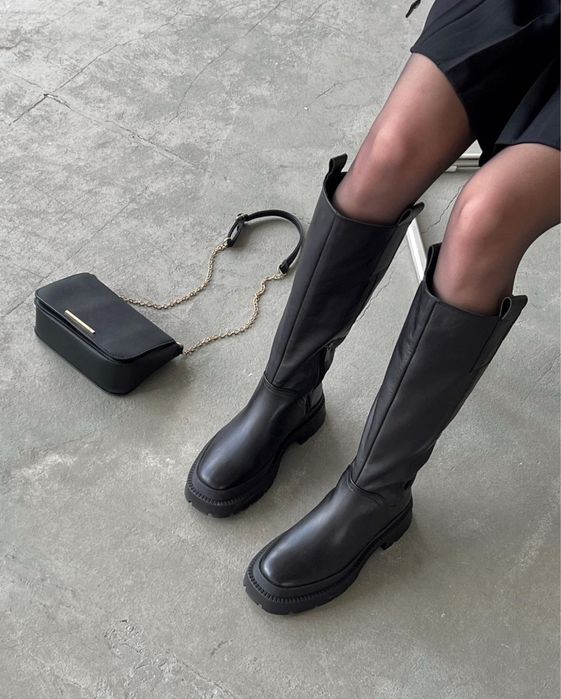 Високі чоботи шкіра