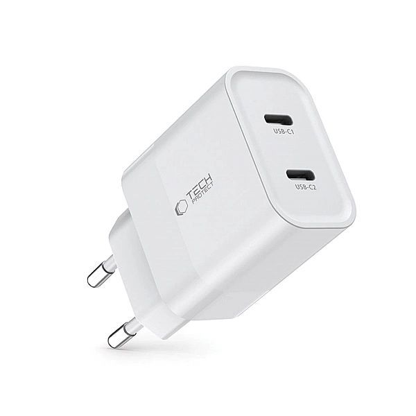 Ładowarka Tech-Protect C20w sieciowa 2x Usb-c Pd 20w - biała