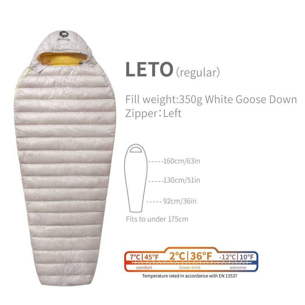 Aegismax Leto 2° комфорт пуховий спальник легкодний 600 грамм